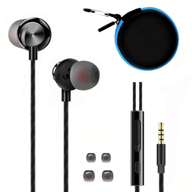 ApexOne Wired Metal in-Ear Earbuds Headphones with MIC &Volume Control and Pocket Case, Crystal Clear Sound Bass Stereo Noise Isolating Earphones (Earbuds, Sky Blue Case and 2 Small Tips Included) - Image 1